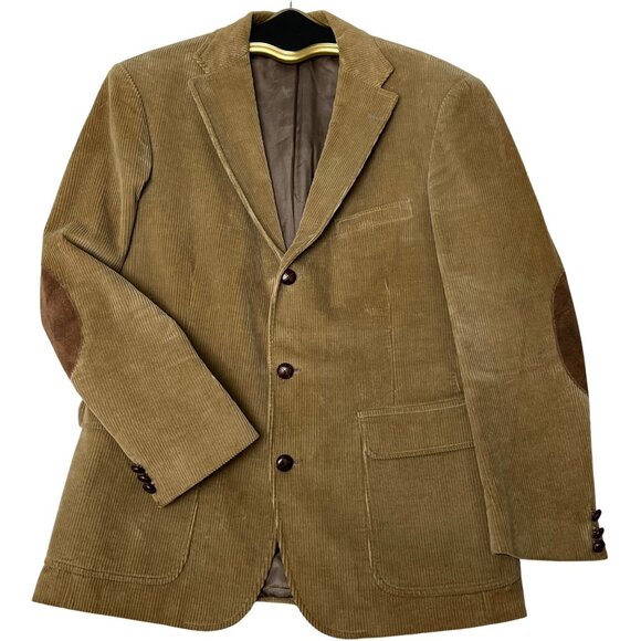 VTG Mens Orvis 42R Brown Corduroy Blazer Sport Coat Suede Elbow Tailored USA - Picture 1 of 14
